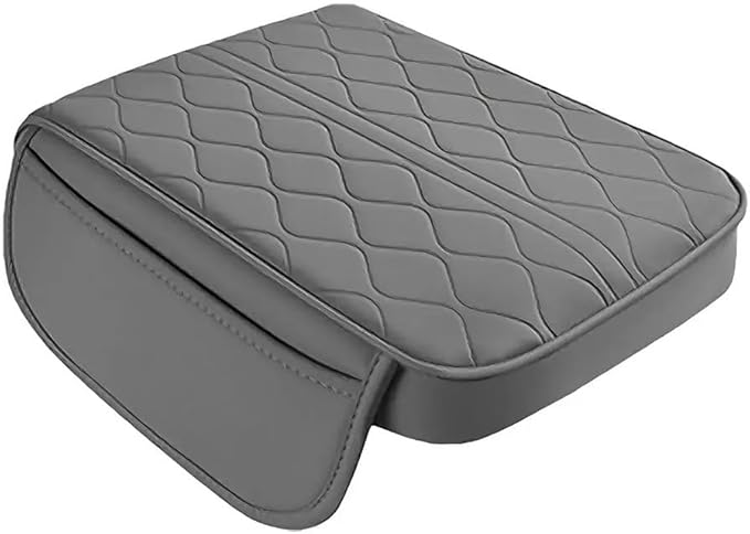 Car Center Console Cushion for Chevrolet City Express 2015-2018, Nappa Leather Memory Foam Armrest Cover with Side Storage Pockets, Auto Elbow Support Pad 1pc,Grey
