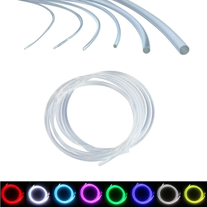 AKEPO Ф0.12in(3mm)*16.4ft(5m) PMMA Plastic Side Glow Cable for Optical Fiber Light, Fiber Optic Lighting Decoration for Car Home Use Fiber Optic Light