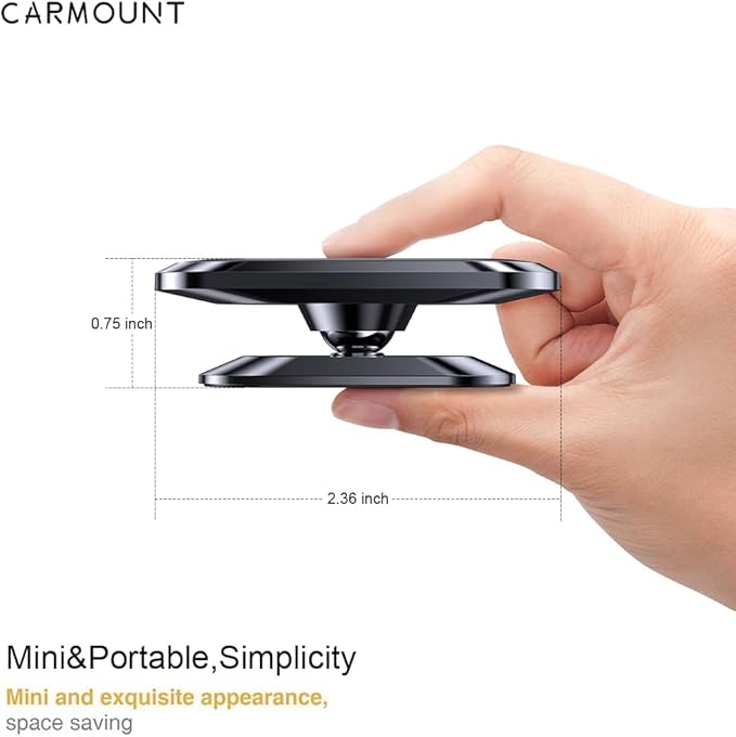 【2-Pack】 Magnetic Phone Holder for Car【Super Magnets】Carmount 2.0 Magnetic phone Mount【360°Rotation】Universal Dashboard Cell Phone Holders for Your Car Phone Mount for Car Mount for iPhone & All Car