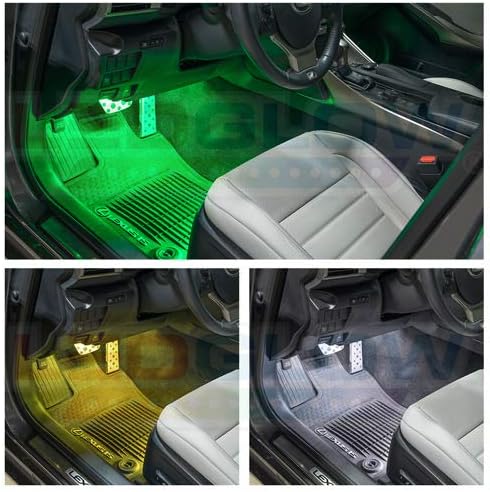 LEDGlow 6pc Multi-Color LED Interior Footwell Underdash Neon Light Kit for Cars & Trucks - 7 Solid Colors - 7 Patterns - Music Mode - Auto Illumination - Universal - Includes 12" Tubes & Control Box