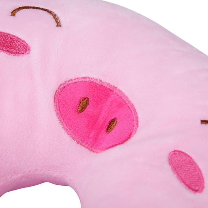 Travel Pillow for Kids, Cute Animal Neck Pillow Support U Shaped Cushion Plush Soft Rest Reading Pillows Sleeping Pillows for Airplane Train Car (Color:Pink Pig)