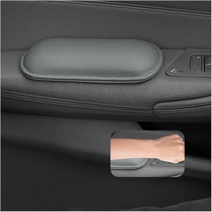 2PCS Car Door Armrest Pads,Soft Leather+Memory Foam Car Knee Pads for Arm Support&Protect Elbow and Knee,Universal Car Elbow Pads Car Accessories Interior (Gray)