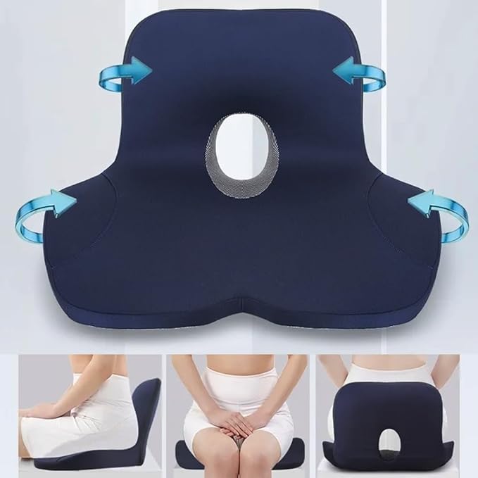 OUTMX Car Seat Cushion for CRV CR V 2023 2024 2025, Memory Foam Seat Cushion with Lumbar Support L-Shaped Ergonomic Non-Slip Pad Tailbone Pain Relief,Black-Normal