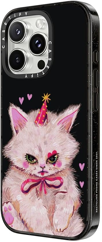 CASETiFY Impact Case for iPhone 16 Pro [Slim / 8.2 ft. 4X Military Grade Drop Protection/Compatible with Magsafe] - Clown Kitty - Clear Black