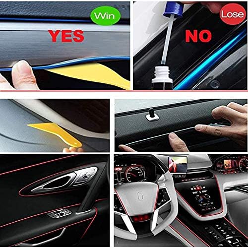 MaxLax El Wire Red Interior Car LED Strip Lights, 10m neon Wire 12V with Fuse Protection for Automotive Car Interior Decoration with 6mm Sewing Edge