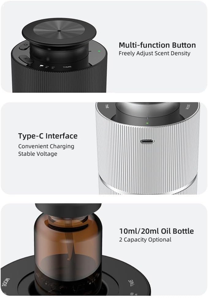 Waterless Oil Aromatherapy Car Diffuser - 20ml Capacity Home, Office & Vehicle - Quiet & Easy Use(04)