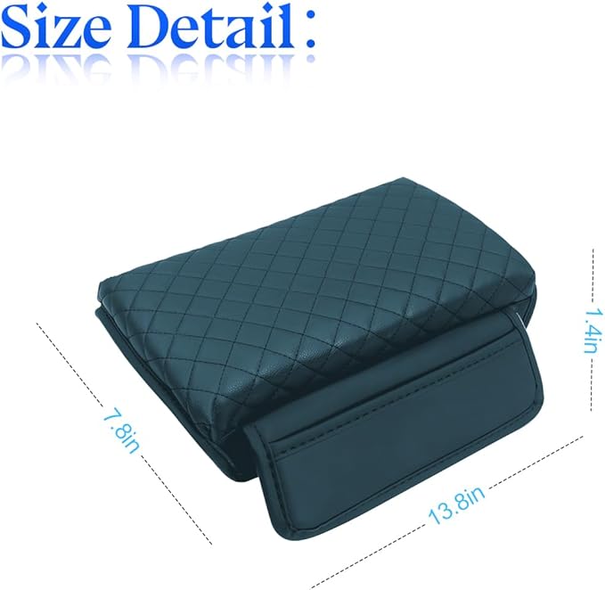 zipelo Car Armrest Cushion, Carbon Fiber Leather Auto Center Console Pad, Memory Foam Armrest Box with Storage Bag, Hand Rest Pillow with Organizer Pockets, Universal Fit for Most Vehicles (Blue)