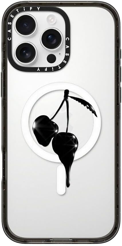 CASETiFY Impact iPhone 16 Pro Max Case [Slim/Compatible with Magsafe / 8.2 ft. 4X Military Grade Drop Protection] - Night Cherry - Clear Black