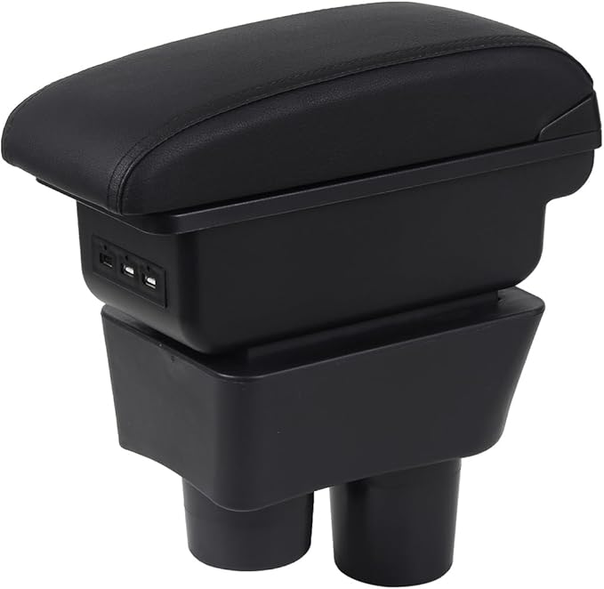 AULPHIKE Compatible with Nissan Versa Armrest 2012-2019 Car Center Console Organizer Armrests Double Layer Storage with 3 USB（Black）