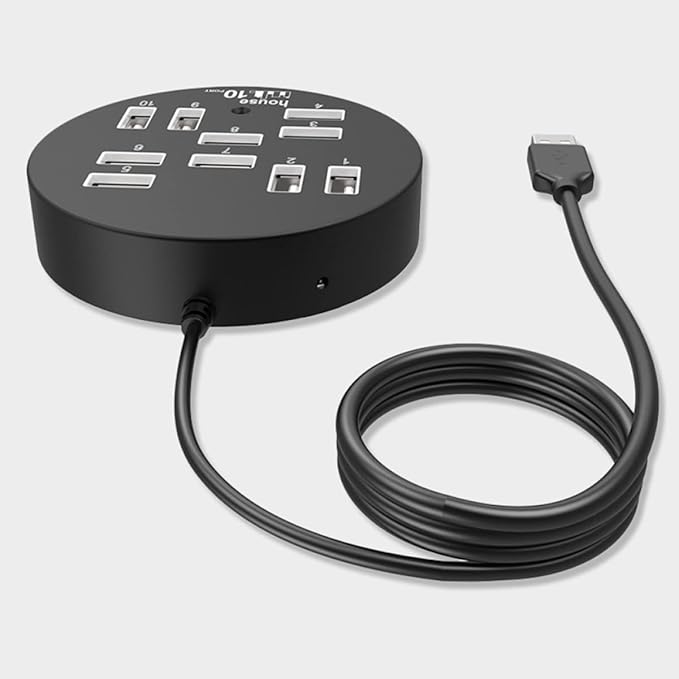 Housoutil USB Splitter 10 Port USB Hub Laptop Accessory Data Dock Station Easy Connection Cable