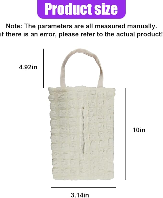 Car Tissue Holder, Soft Cute Auto Tissue Box Cover, Hanging Decorative Car Backseat Napkin Storage Bag, Universal Vehicle Interior Paper Organizer Accessories for Headrest(White)