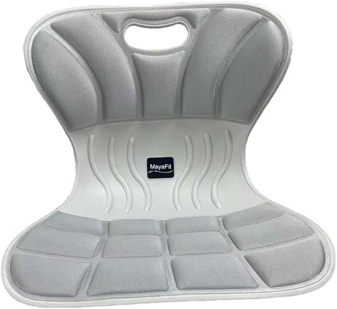 Ergonomic Lumbar Support Cushion, Silver, 460mm x 440mm x 340mm, Large, for Office Chairs & Car Seats, Posture Correction, Pregnancy Comfort,110-300 lbs Capacity