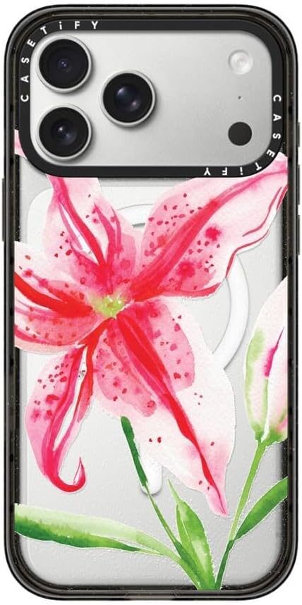 CASETiFY Impact iPhone 17 Pro Max Case [Slim/Compatible with Magsafe / 8.2 ft. 4X Military Grade Drop Protection] - Stargazer Lily - Clear Black