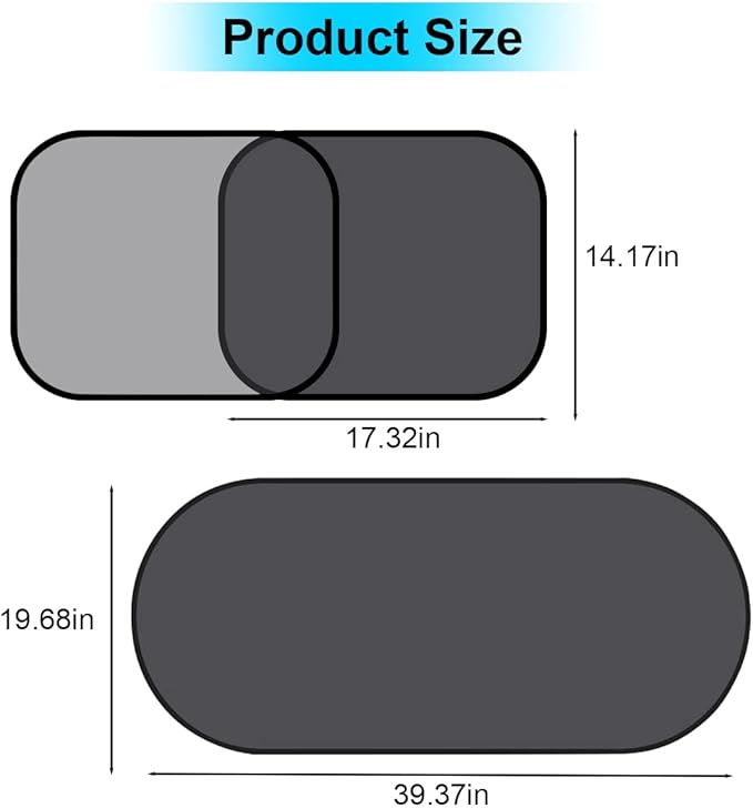 5Pack Set Car Window Shade, Auto Sun Shades for Side and Rear Window, Sun Glare and UV Rays Protection for Child, Sun Shade with Suction Cup Universal for Most Cars
