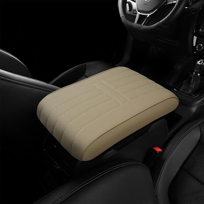 Car Armrest Pad for Volkswagen VW Atlas (7-Seater) 2018 2019 2020 2021 2022 2023 2024 2025 Memory Cotton Armrest Box Pad Center Console Scratch Pad Cushion Protector,Beige