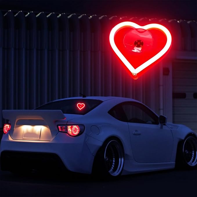 Car LED Ambient Light, Love Heart USB Vehicle Neon Lighting with Remote Control for Triangle or Back Window, Car Interior Accessories for Car, Bedroom, Party (Red)
