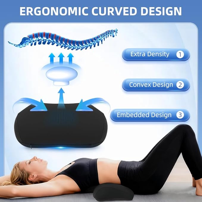 Lumbar Support Pillow for Office Chair, Memory Foam Lumbar Pillow for Lower Back Pain Relief (xiaoyaokaoblack)