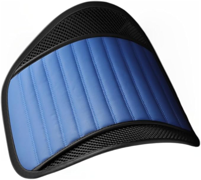 Premium Car Interior Back Support - Versatile Lumbar Cushion for Driver Seat with Breathable Fabric and Adjustable Strap. (2, Blue)