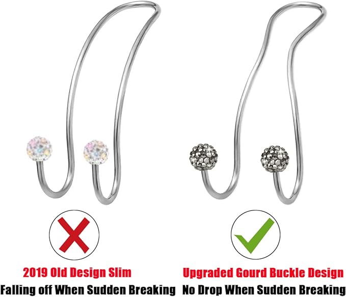 MTGOCHA Bling Purse Hook for Car Headrest, Upgraded Cute Car Seat Hooks for Bag Handbag, Durable Stainless Auto Purse Hanger Holder 2 Pack, Grey