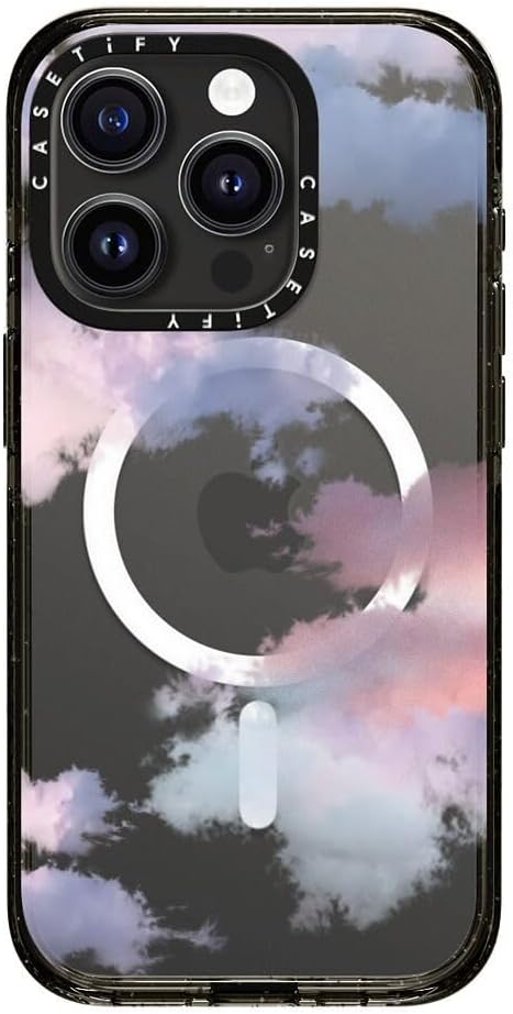 CASETiFY Impact iPhone 15 Pro Case [4X Military Grade Drop Tested / 8.2ft Drop Protection/Compatible with Magsafe] - Cloud Prints - Clouds - Clear Black