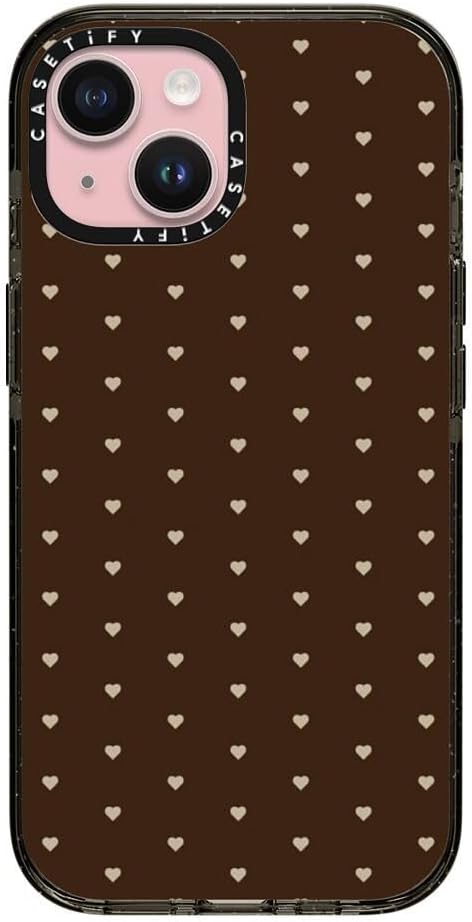 CASETiFY Impact Case for iPhone 15 [8.2ft 4X Military Grade Drop Protection/Compatible with Magsafe] - Choco Dots - Clear Black