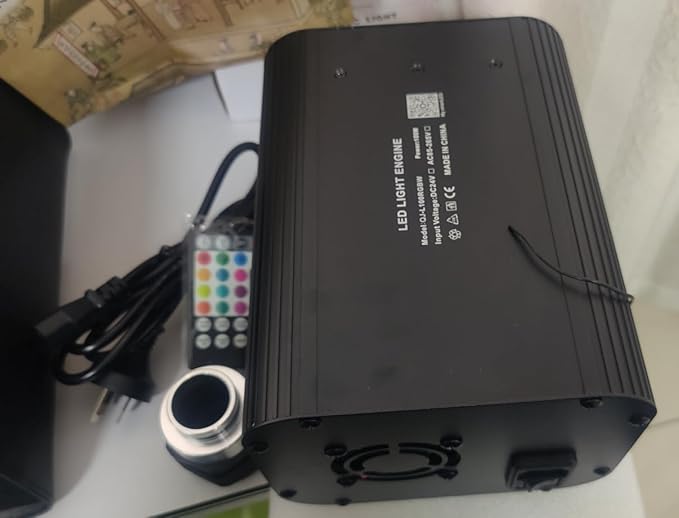 AKEPO 100W Twinkle Fiber Optic Light Engine Only, High Brightness RGBW Twinkle + Music Activated + Bluetooth APP Control + 28-Key Remote Control for Car Home Starlight Headliner