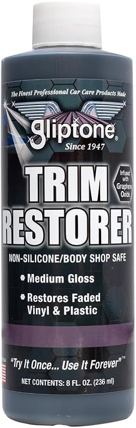Gliptone Trim Restorer Graphene Infused, Semi-Permanent Coating for Plastic & Vinyl Exterior Trim, Restores Faded Color & Protects, Non-Silicone & Body Shop Safe, 8 oz