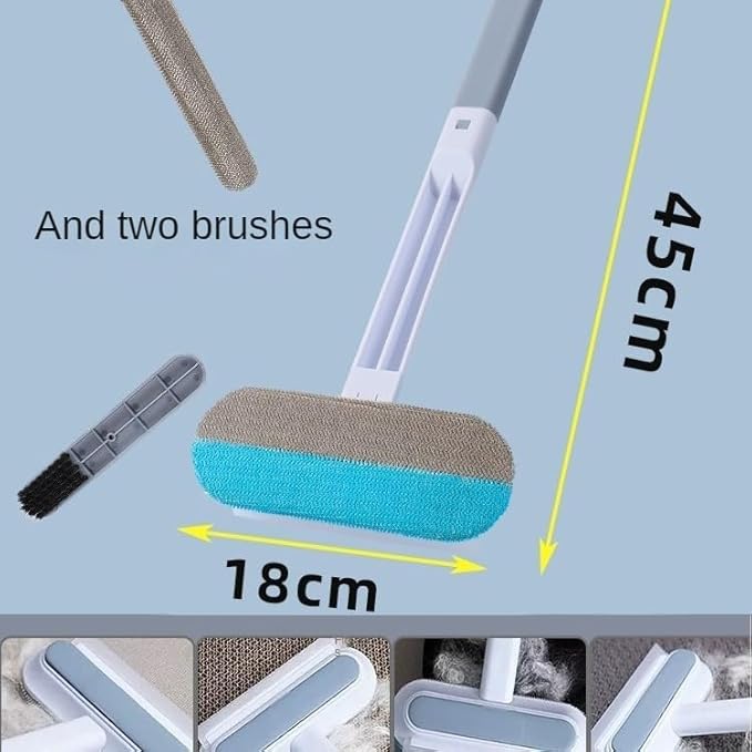 3-in-1 Pet Hair Remover Brush - Long Handle, Multifuctional Tool for Pet Hair Removal on Furniture, Carpets, and Clothing