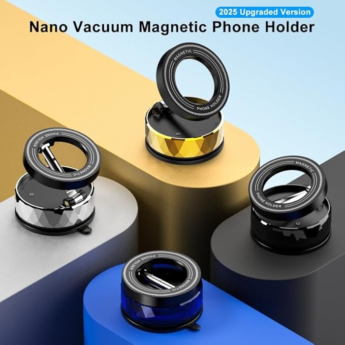 Magnetic Suction Phone Holder for Magsafe, iPhone Portable Magnet Mount Holders, Suction/360° Rotary/N55 Magnets Car Phone Mount, Used in Smooth Flat Surface like Panel, Windshield Table Wall Mirror