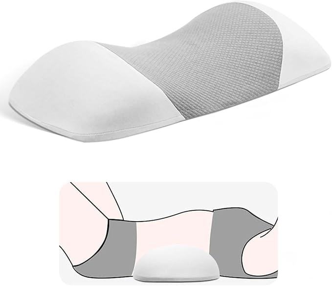 Lumbar Support Pillow for Sleeping,Premium Memory Foam Lower Back Pain Relief Bed Rest Support Pillows for Car Bed,Couch,Waist Support Care Cushion,Sleep Lumbar Pillow (Light Grey)