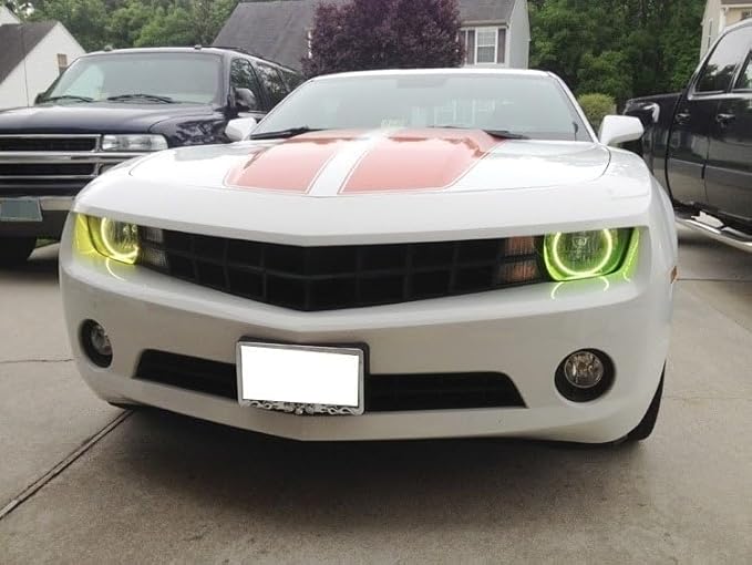 iJDMTOY 7-Color RGB LED Halo Ring Lighting Kit Compatible with 2010-2015 Chevrolet Camaro Reflector Halogen Front Road Illuminating Light Retrofit w/Adjustable Setting