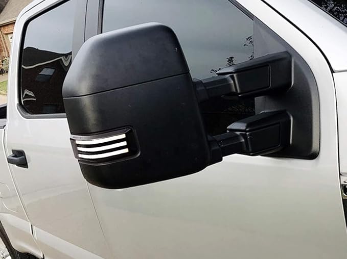 iJDMTOY Blackout Smoked Lens Dynamic Sequential Blink Triple-Row Full LED Side Mirror Turn Signal Light Assembly Kit Compatible With Ford 2017-2022 F-250 F-350 Towing Mirror