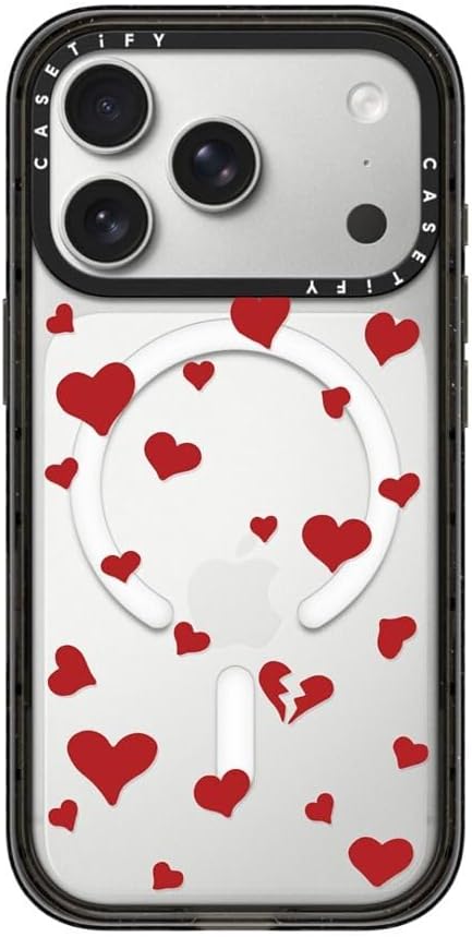 CASETiFY Impact iPhone 17 Pro Case [Slim/Compatible with Magsafe / 8.2 ft. 4X Military Grade Drop Protection] - Lost in Love - Clear Black