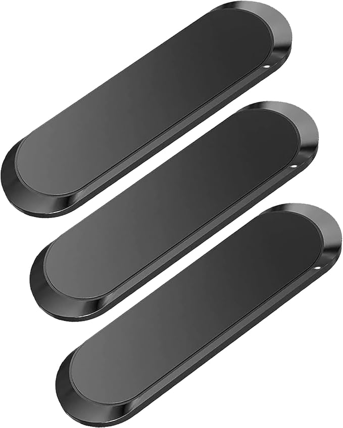 SALEX Flat Magnetic Phone Mounts 3 Pack. Black Cell Phone Holder for Car Dashboard, Wall, Truck. Universal Stick on iPad Wall Magnet Mount Kit for Tablets, Smartphones. Magnetic Phone Mount for iPhone