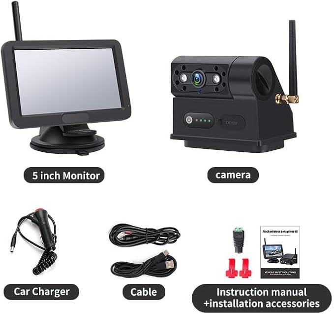 OBEST Magnetic Solar Wireless Backup Camera: 1080P Rear View Camera System with 5" HD Monitor Long Battery Life,Waterproof Reverse Camera for RV Trucks Trailer Car Campers