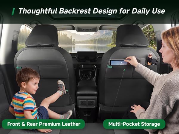 GIANT PANDA Rav4 Seat Covers Custom Fit for Toyota Rav4 2013 2014 2015 2016 2017 2018 2019(LE SE XLE XSE Limited Premium) No-Removal Seat Design,Installation-Friendly,Faux Leather
