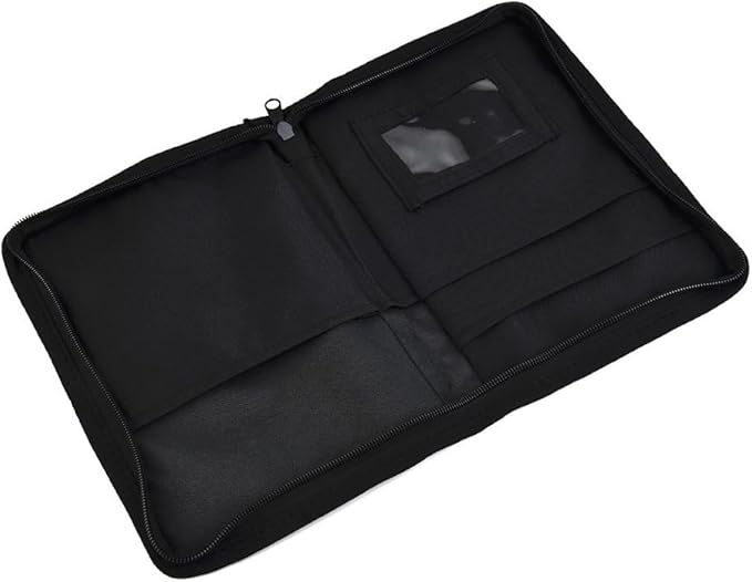 Car Glove Box Organizer Storage Folder for Vehicle Interior – Fit 600D Oxford Cloth Document Holder with Zippered Pocket and Elastic Loop, Black