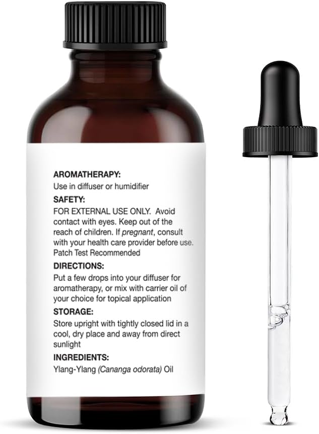 Majestic Pure Essential Oil with Glass Dropper - 100% Pure and Natural - Essential Oils for Diffuser, Aromatherapy, Soap and Candle Making, Ylang Ylang Essential Oil, Ylang Ylang Oil, 4 Fl Oz