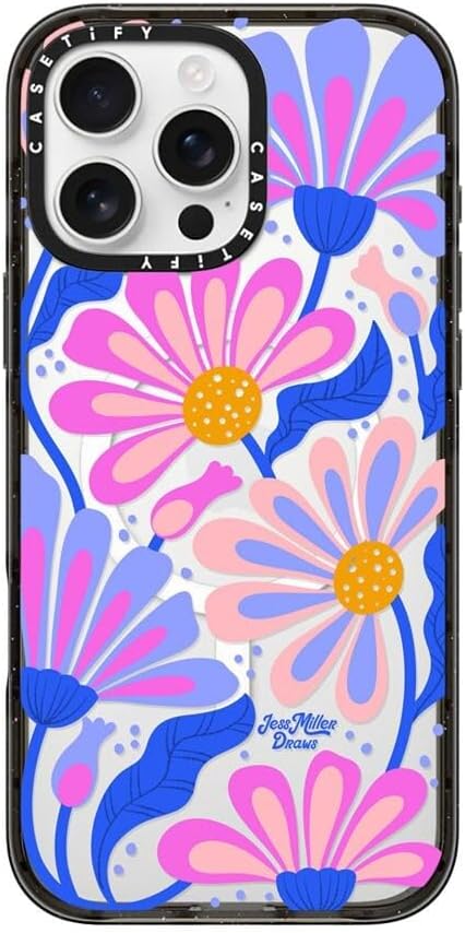 CASETiFY Impact Case for iPhone 16 Pro Max [8.2ft 4X Military Grade Drop Protection/Compatible with Magsafe] - Mystic Daisy - Clear Black