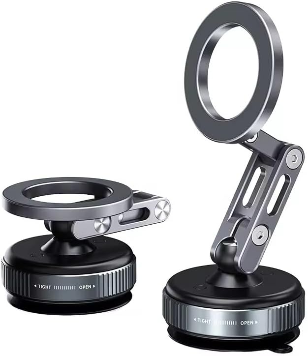 Vacuum Magnetic Phone Holder for Car 360° Adjustable Magsafe Car Mount - Compatible All Smart Device Phone Mount, Secure GPS & Call, Magsafe Accessories & Car Stuff - Black