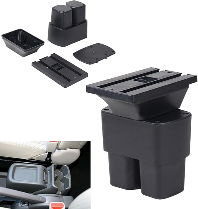 AULPHIKE Compatible with Nissan NV200 Armrest Car Center Console Organizer Armrests Double Door Storage with USB Ports（Carbon Fiber Style）