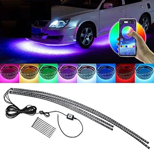 Dream Color Underglow Lights, Exterior LED Light Kits 4pcs (2 x 59inch+2 x 35inch) With App Control, Sync to Music for Cars, SUVs, Trucks - DC12V