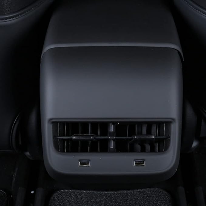 Black AC Vent Cover Rear Center Console Air Vent Covers Car Rear Armrest Box Air Conditioning Vent Outlet Trim Frame for Tesla Model 3 & Model Y, Interior Accessories