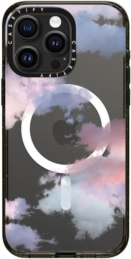 CASETiFY Impact iPhone 15 Pro Max Case [4X Military Grade Drop Tested / 8.2ft Drop Protection/Compatible with Magsafe] - Cloud Prints - Clouds - Clear Black