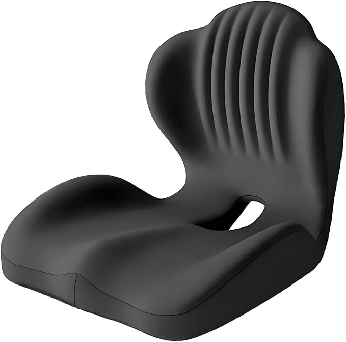 Seashell Memory Foam Seat Cushion -for Office Chair, Truck seat, Car Seat, Airplane Back Support & Sciatica Relief & Tailbone & Coccyx Pain Relief for Long Sitting and Driving(Black)