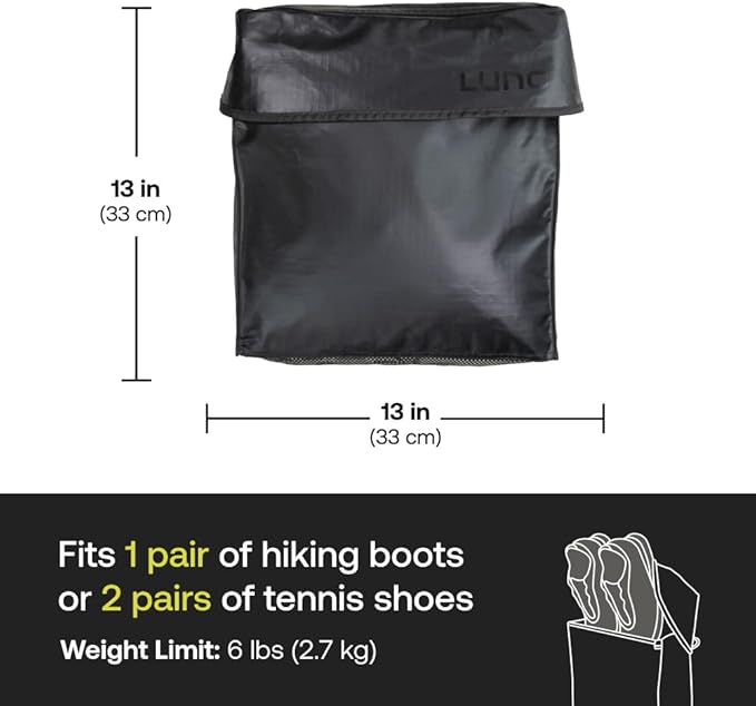 LUNO Magnetic Shoe Bag – Outdoor Car Camping Shoe Storage with Quick-Dry Mesh & Strong Magnetic Mount | Water-Resistant Boot Bag & Gear Organizer for Van Life, Adventures & Wet Gear (Black)
