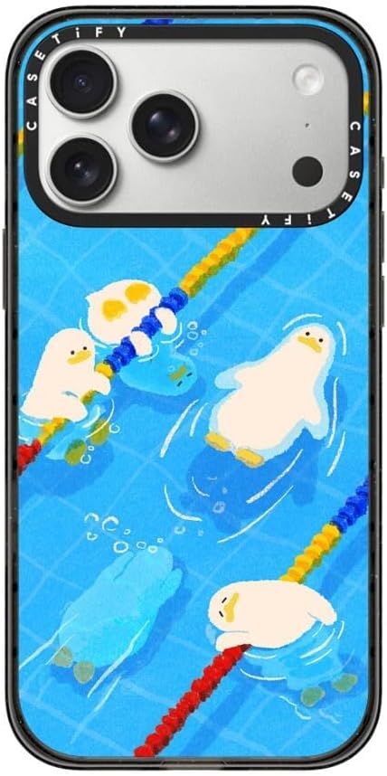 CASETiFY Impact iPhone 17 Pro Max Case [Slim/Compatible with Magsafe / 8.2 ft. 4X Military Grade Drop Protection] - Pool time - Clear Black