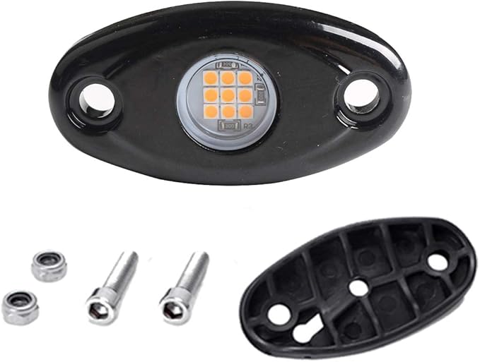 4Pods LED Rock Lights Amber Yellow LED Neon Underglow Light for Car Truck ATV UTV SUV Boat Underbody Glow Trail Rig Lamp