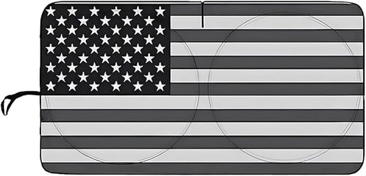 American Flag Car Windshield Sun Shade, Foldable Car Front Window Sunshade for Cars SUV Truck, Auto Interior Sun Protection Cover, Blocks UV Rays & Keeps Your Vehicle Cool (Black, M)