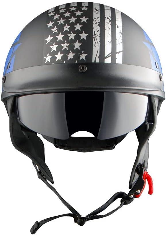 1Storm Motorcycle Half Face Helmet Mopeds Scooter Pilot with Retractable Inner Smoked Visor